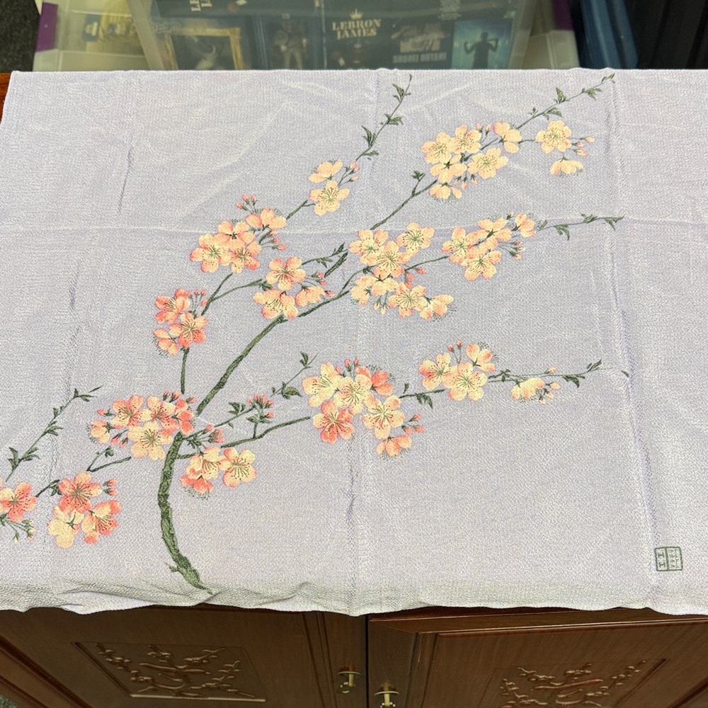 Purple Silk Cherry Blossoms Scarf